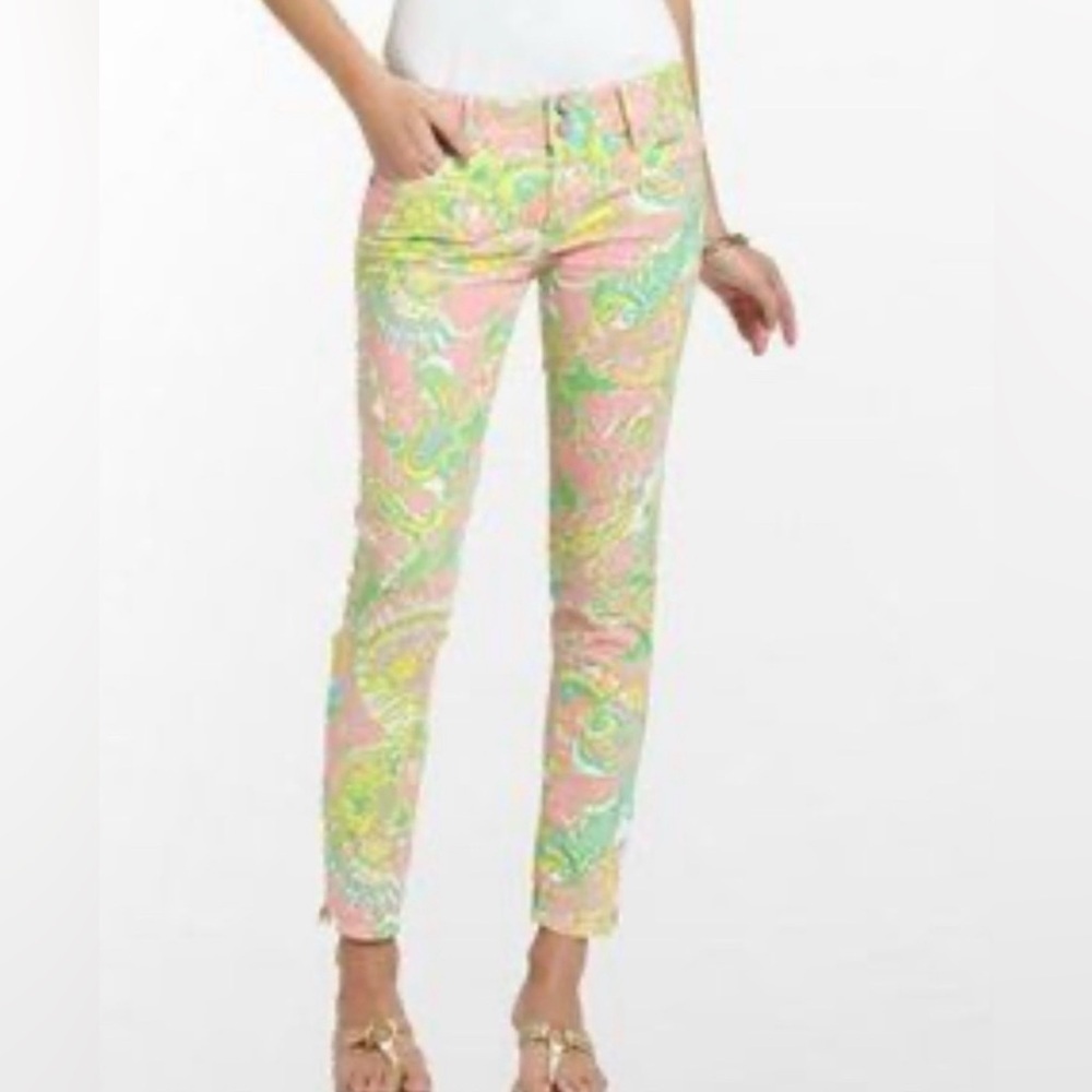Lilly Pulitzer Worth Skinny Mini Zip Jeans in the Chin Chin Print Size 4